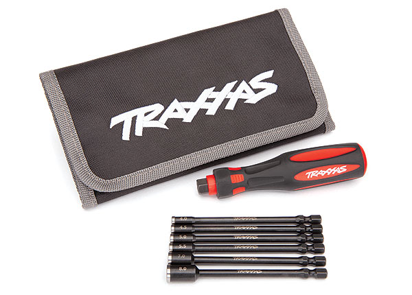 Traxxas Speed Bit 6-Pc 4-8mm Nut Driver Master Set with 1/4" Drive Premium Handle & Pouch (8719)