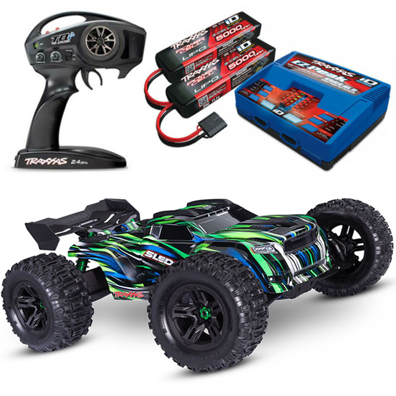 Traxxas Sledge 6S 4WD with Belted Tires Brushless RTR Monster Truck w/6S LiPo & Dual Charger Combo